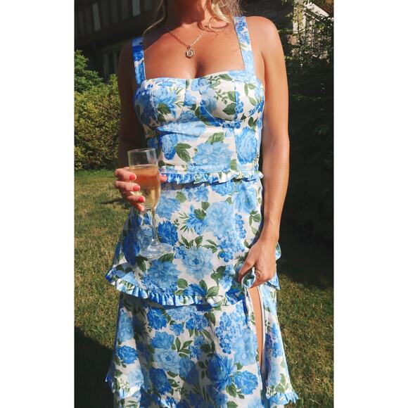 Show Me Your Mumu Lady Corset Dress in Cottage Floral Blue M - Picture 1 of 11
